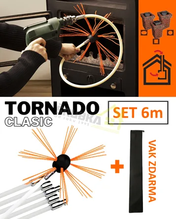 Set rotačního komínového kartáče TORNADO CLASIC s vakem