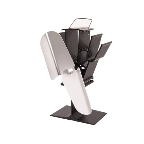 Stříbrný dvoulopatkový ventilátor na kamna FLAMINGO